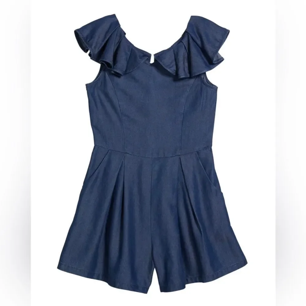 Habitual Girls Denim Chambray Romper Size 12